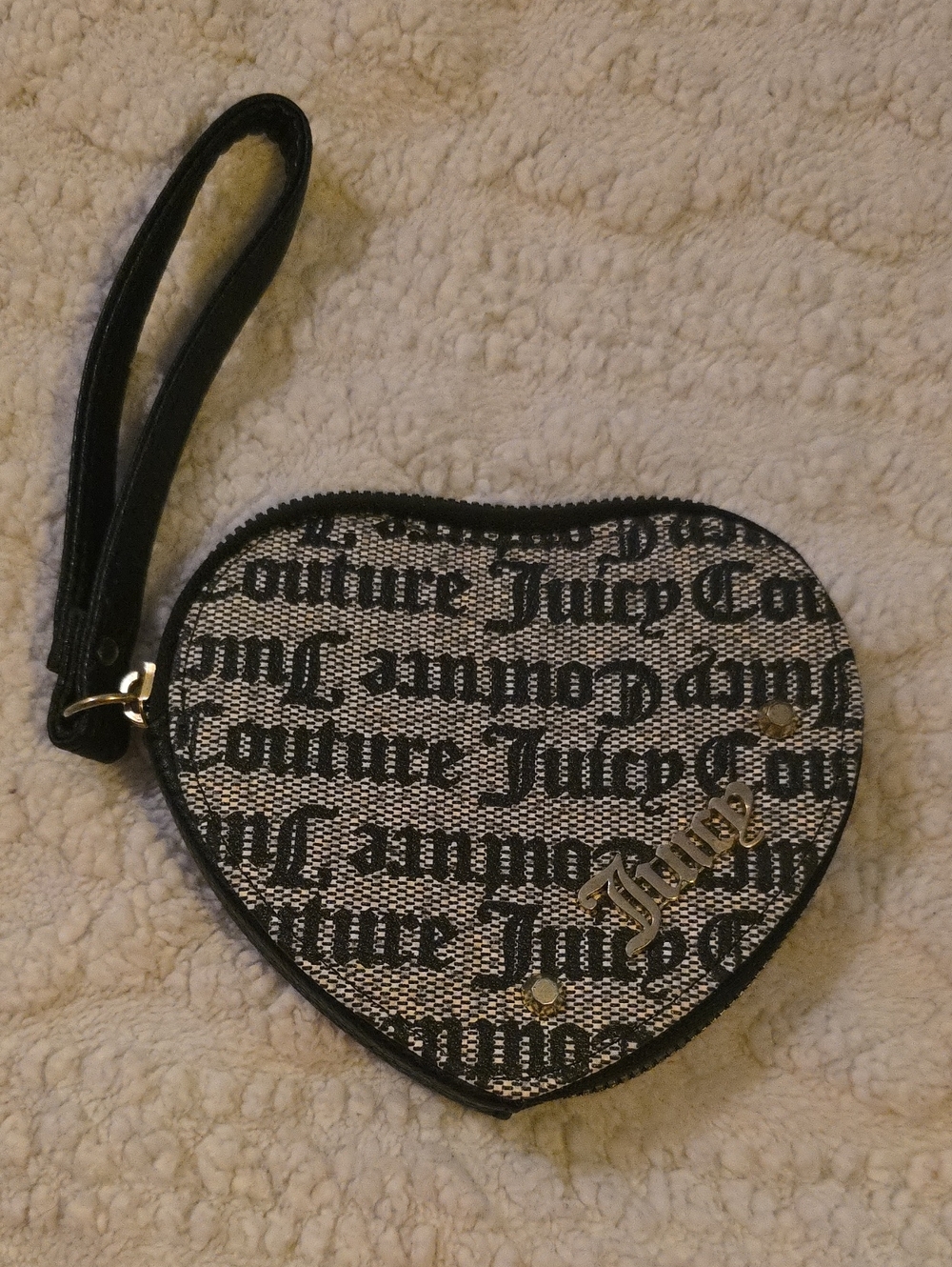 Juicy Couture Black & White Logo Heart Wristlet